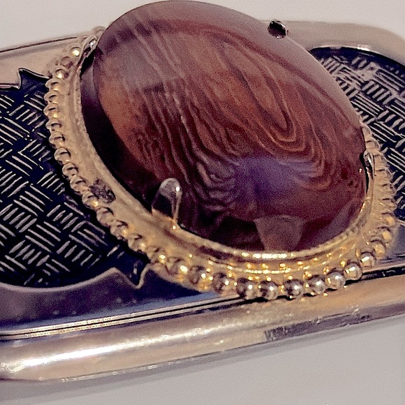 Silver Stone “Tiger Eye” Cabachon  Belt Buckle - Picture 6 of 11